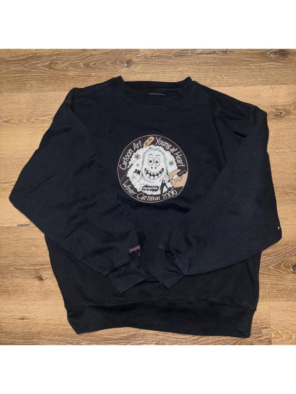 Jansport Michigan Tech Winter Carnival 2006 Black Crewneck Sweatshirt Large